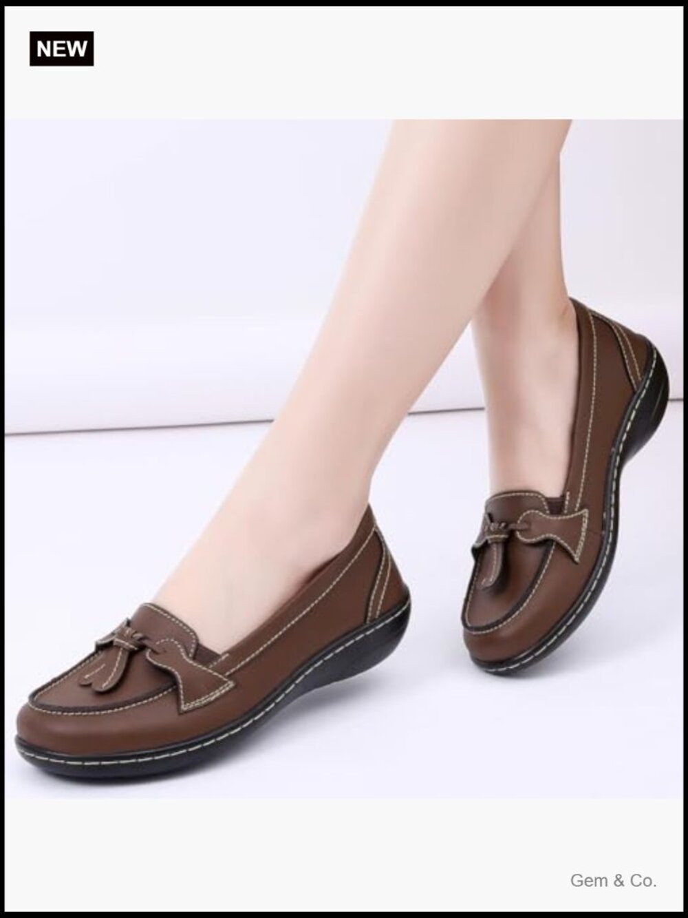 Genuine Leather Loafers Slip On Comfort Memory Foam Dress Shoes - Picture 2 of 7